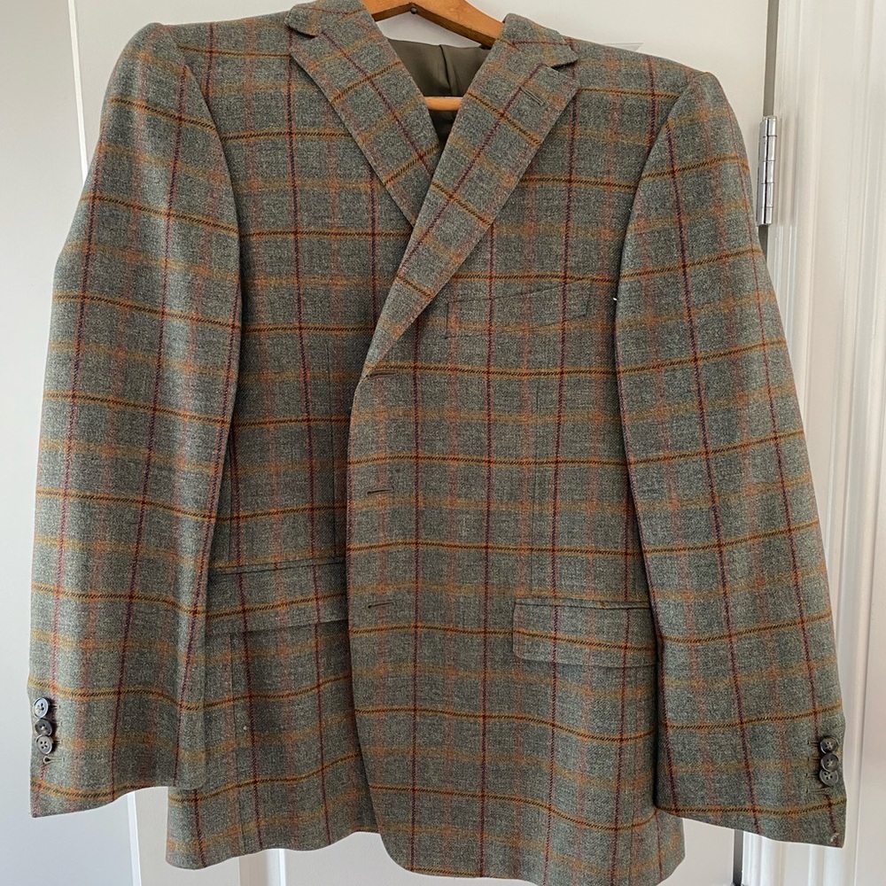 Classic Men's Green Plaid Wool Blazer